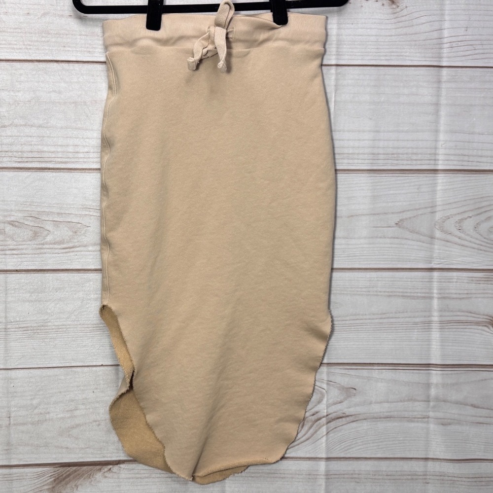 Frank & Eileen Tee Lab Camel Cotton French Terry Tulip Hem Midi Skirt M